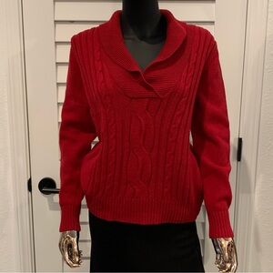 EUC Vintage Eddie Bauer Red Cable-knit Sweater